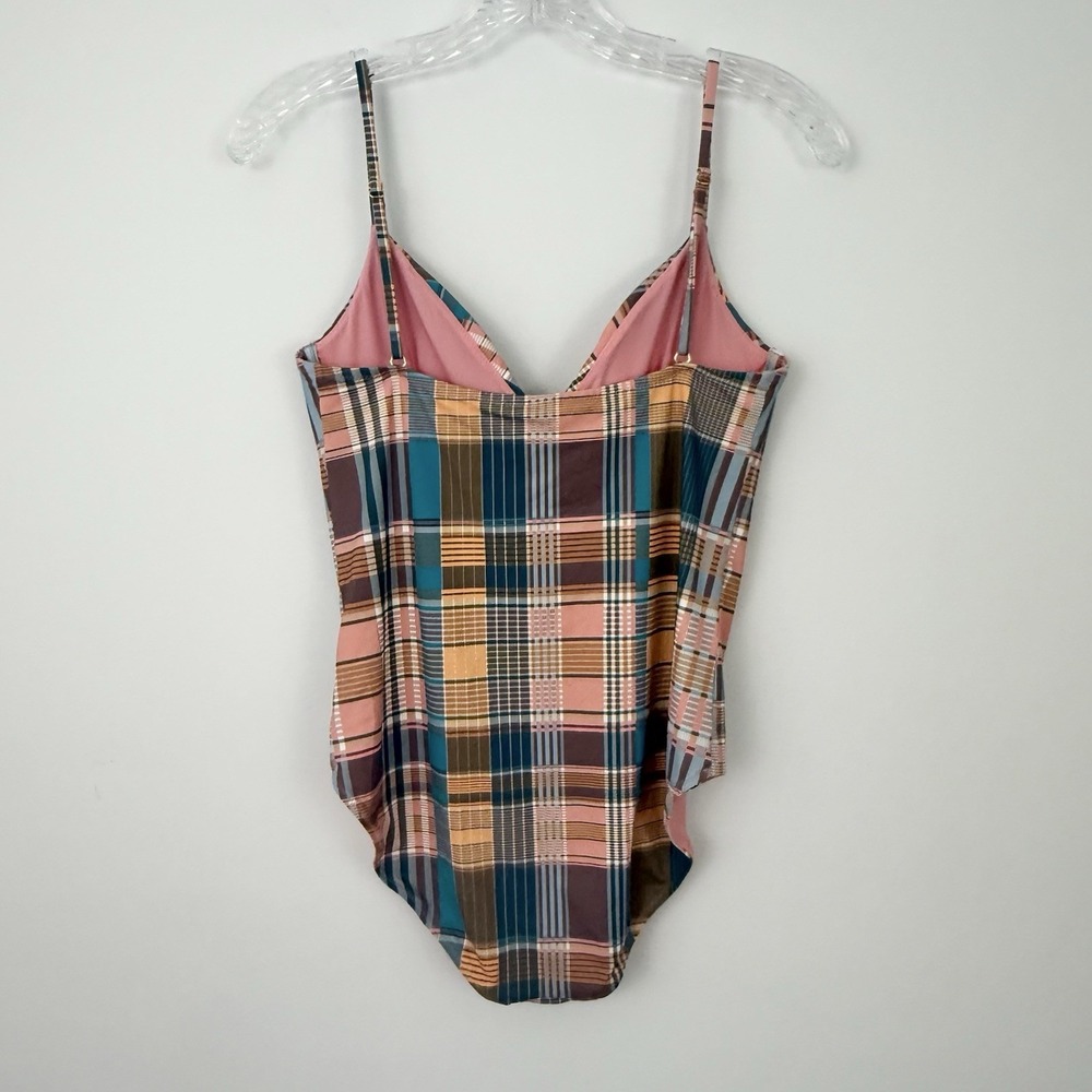 Vineyard Vines Womens Sconset 1 PC SWIMSUIT Medium Plaid Print Mallard Pink - Picture 6 of 11